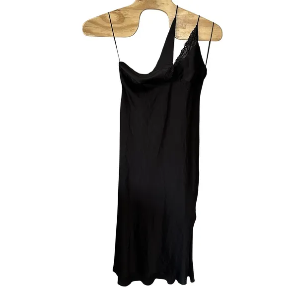 NEW Bardot Lamont Black Satin Slip Dress Size XXL/US 12 Midi‎ Lace - Image 3