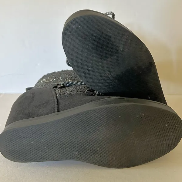 Juicy Couture MAREEN Wedge Booties Shoes Black Glitter Women’s Size 7M scuffed - Image 9