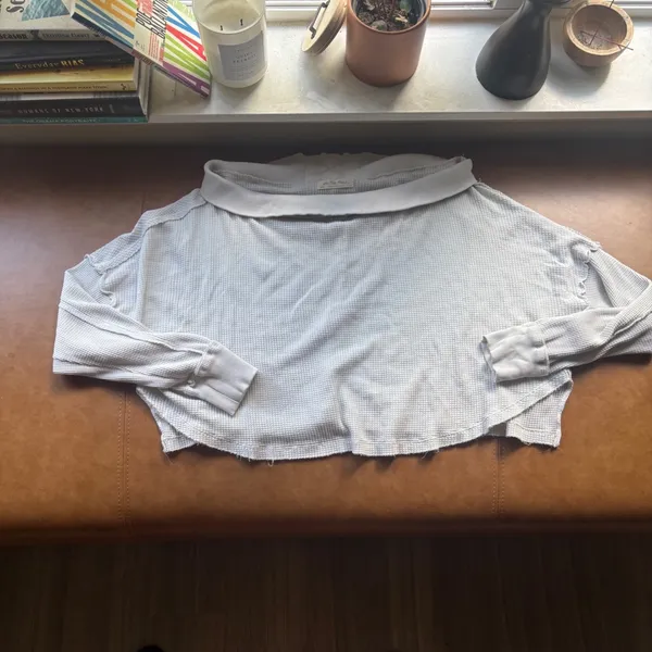 We The Free Free People Off The Shoulder Waffle Knit Thermal Top White Small - Image 4