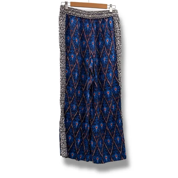Anthropologie Value Blue Aztec Printed Wide Leg Pull On Pants‎ Sz M - Image 6