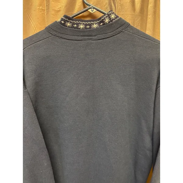 VTG Top Stitch 90s Blue Snow Birdhouse Sweatshirt Large Double Collar USA Made - Image 14