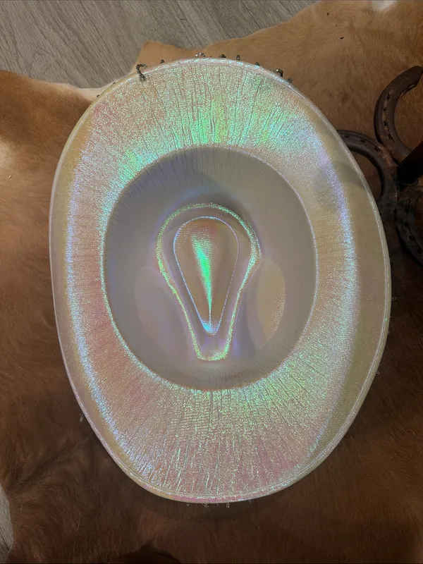 Holographic Rhinestone Fringe Western Cowgirl Hat Festival costume Halloween - Image 8