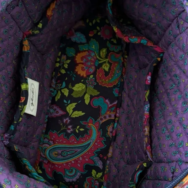 Stephanie Dawn Shoulder Bag Zippered Tote Plum Floral Purse Preppy Boho 14x8x4” - Image 7