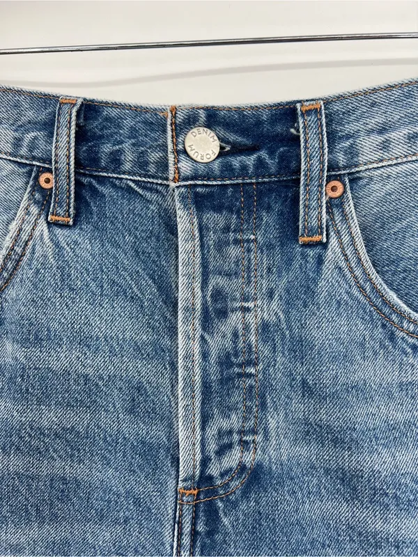 Aritzia Denim Forum The 90s Vintage Cut Off Shorts Jean Denim Distressed Blue 28 - Image 8
