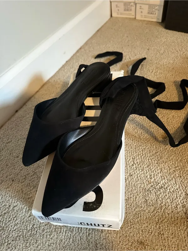 NWT Schutz Barbrah suede wrap ankle flats black 6 - Image 2
