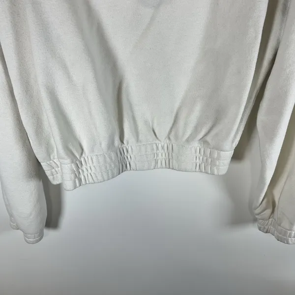 Aerie Womens Cropped Hoodie Sweatshirt Full Zip Pockets Size Medium White‎ - Image 9