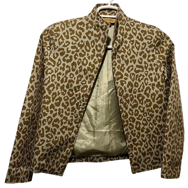 Vintage‎ Painted Pony Women's Cropped Leopard Blazer Jacket Made in USA Small - Image 3