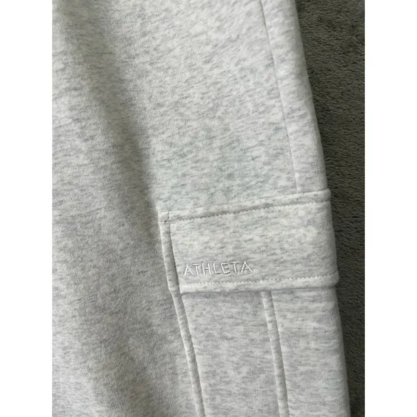 Athleta Easy Fleece Cargo Pants XL Gray Mid Rise Drawstring Lounge‎ Athleisure - Image 3