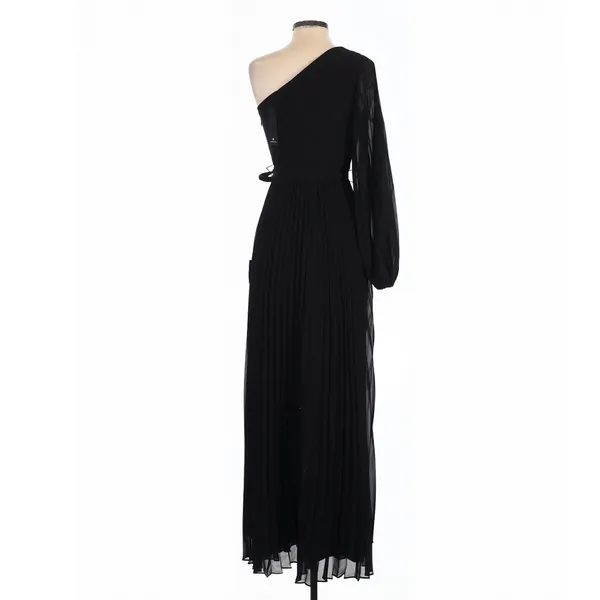 Lulus Divine Charm Black Pleated One-Shoulder Maxi Dress Small Evening Formal - Image 2