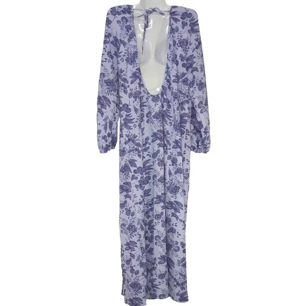 HILL HOUSE‎ The Simone Midi Dress Lilac Purple Tonal Floral MED NWT Boho Cottage - Image 7