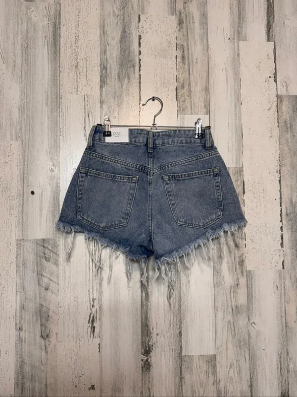 RISE Supply Co Distressed Frayed Acid Wash Denim Shorts Womens Size 5 - Image 2