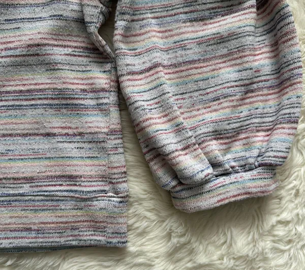 Madewell Sweater Bubble-Sleeve Crop Top in Rainbow Stripe XL - Image 12
