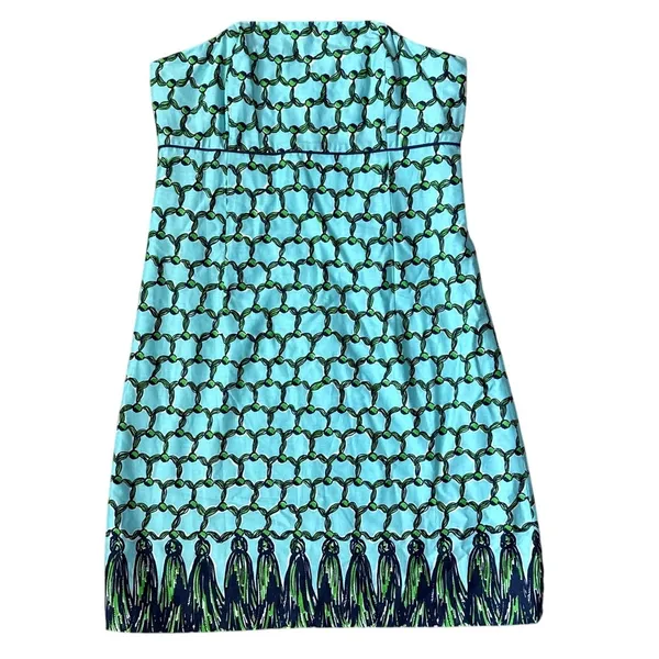 Lilly Pulitzer Bowen Cameo White‎ Macrame Me Print Strapless Dress Size 8 - Image 4