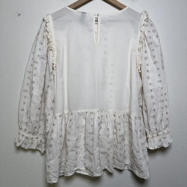 Universal Thread‎ Women 100% Cotton Peplum Top XXL White Embroidered Cottage - Image 11