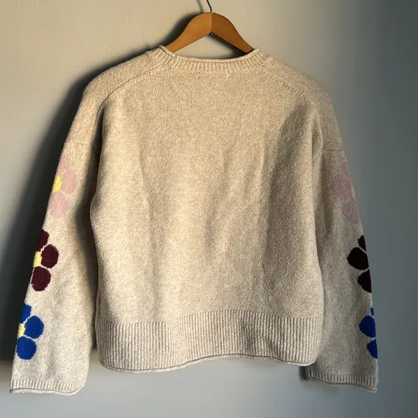 NEW Madewell Belmore Floral-Sleeve Pullover Sweater in Coziest Textured Yarn - Image 8