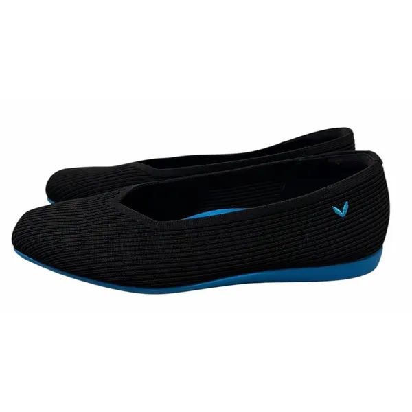 VIVAIA Margot Walker Square Toe Knit Flats‎ Black Blue Sole EU 40 Size 9 - Image 2