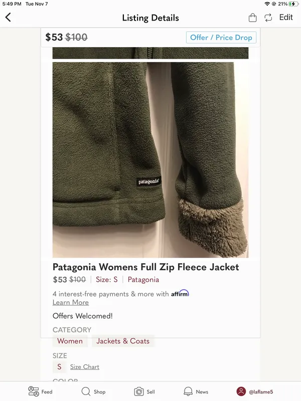 Patagonia Womens Full Zip Fleece Jacket Size S - Image 7