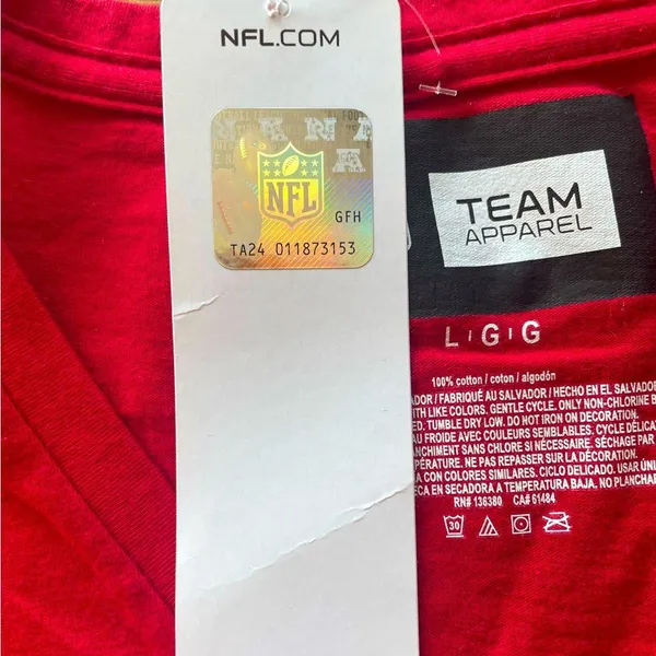 National Football League Team Apparel Atlanta Falcon’s Women’s T-Shirt with a V Neck in a size Large - Image 6