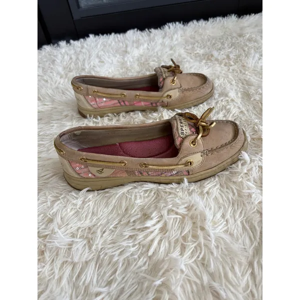 Sperry Top-Sider Boat Shoes Leather Pink Sequins‎ Women's Size 8M - Image 4