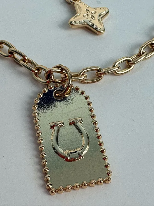 MAURICES Gold Horseshoe Double Layer Charm Necklace Western - Image 9