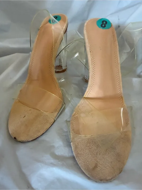 Cushionare Clear Strap Beige Suede Slide Mules - Image 3