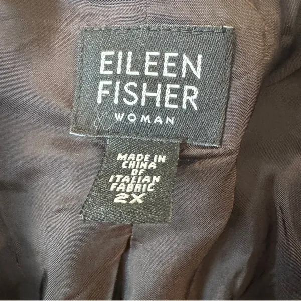 Eileen Fisher 2X Open Front Classic Wool Blazer | Size 2X‎ black - Image 2