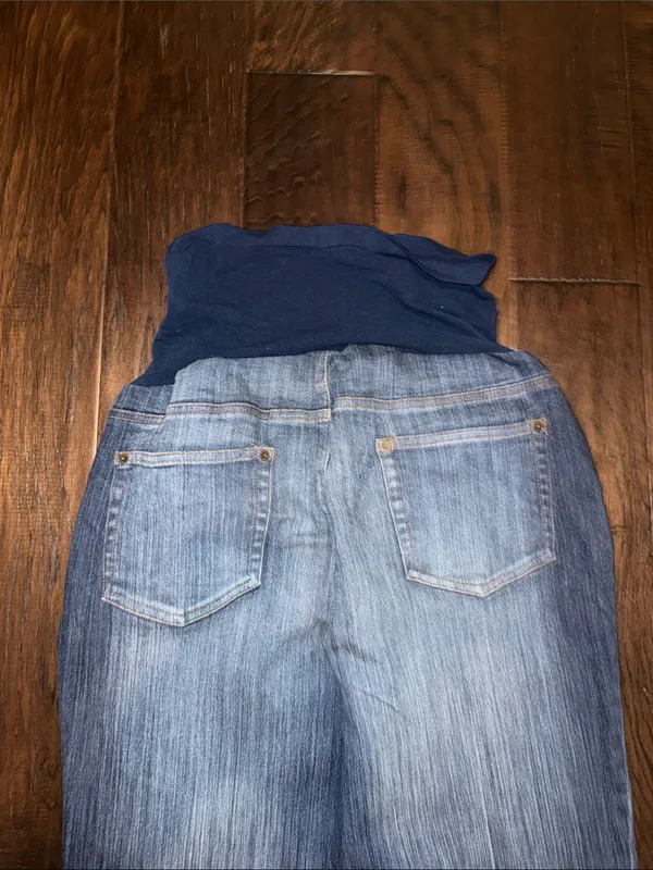 Motherhood Navy Waistband Blue Wash Maternity Flare Jeans XL - Image 4