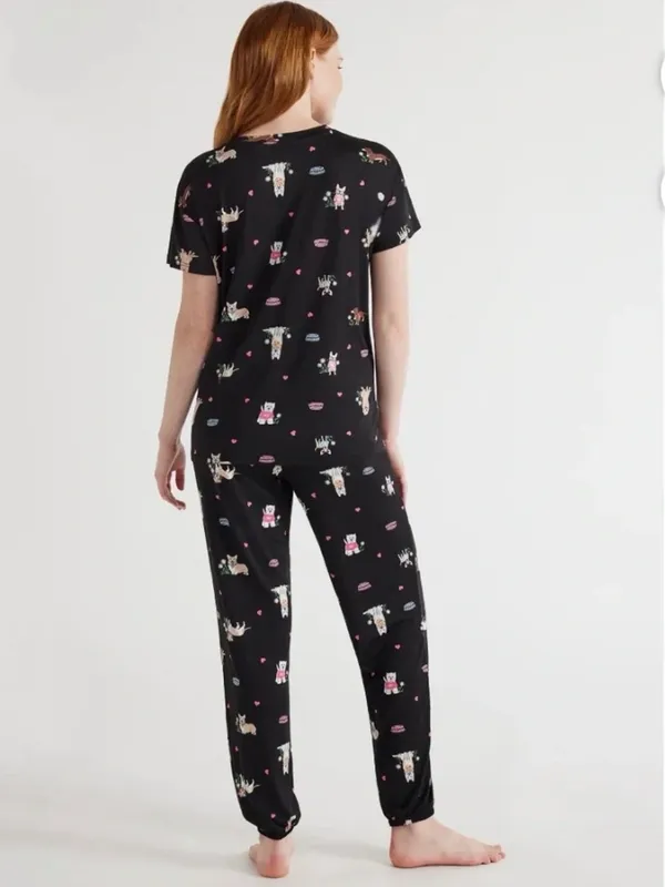 Joyspun Women’s Dog Print Cute Short Sleeve 2 PC Pajama Set Small NWT - Image 4