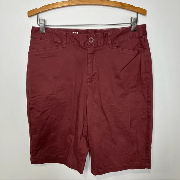 Eddie Bauer legendwash stretch‎ maroon shorts women's size 8 tall casual Bermuda - Image 2