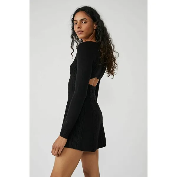 FREE PEOPLE Small World Mini Dress in Black Size Medium - Image 4