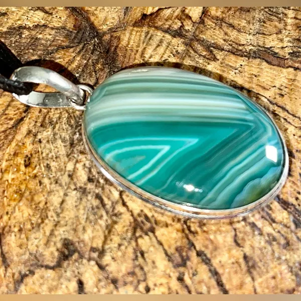 Botswana Agate Pendant 2” Green - Image 3