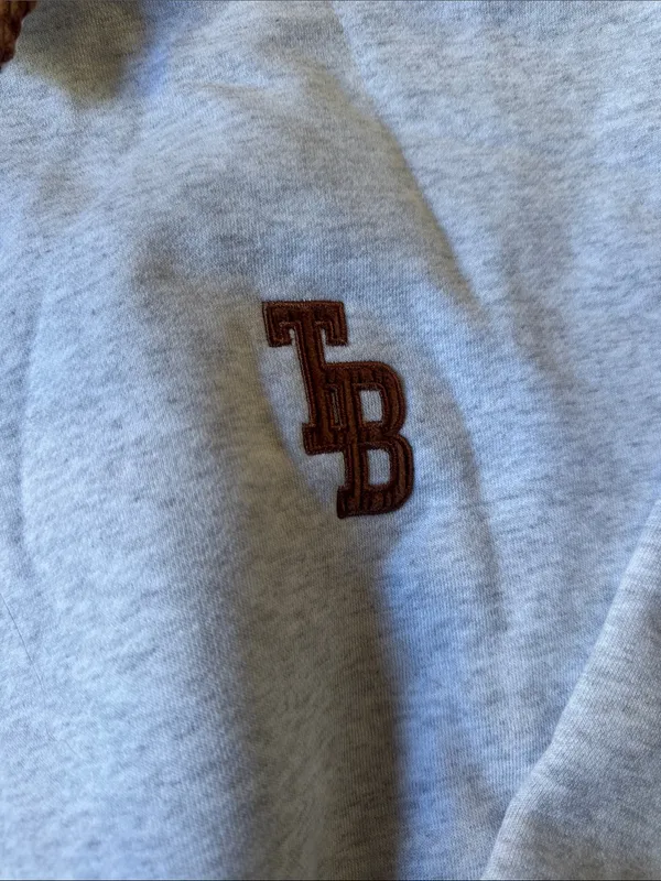 The Bar Light Gray Sweatshirt with Brown Corduroy Collar & Elbow Patches - Image 3