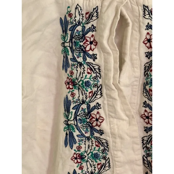 Nanette Lepore Embroidered White Long Sleeve Crop Top Boho Festival Size 8 - Image 2