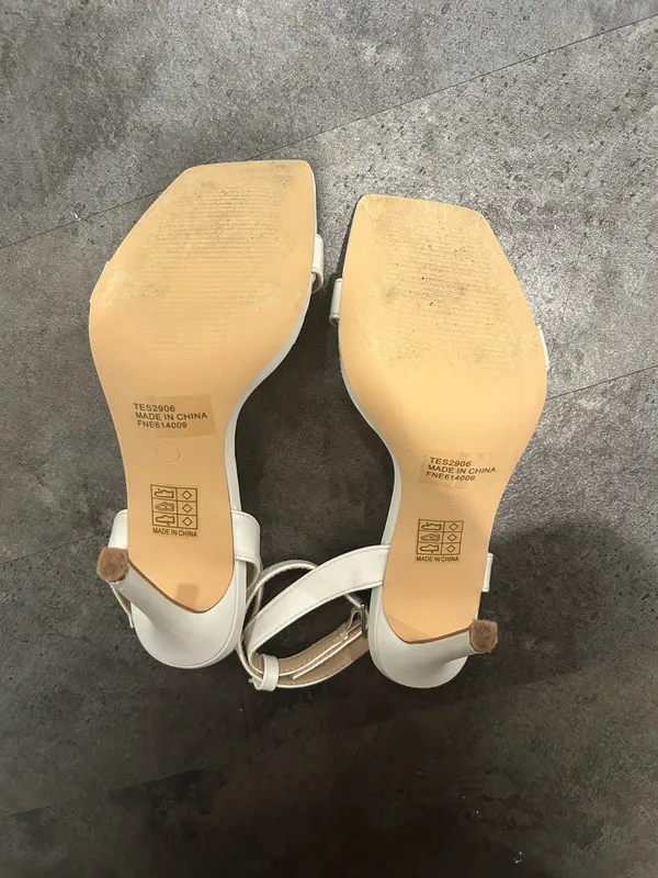 White Stiletto Strappy High Heels Size 8 - Image 4