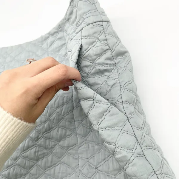 Thyskens Theory Seedo Quilted Skirt A-line Ice Gray Blue‎ Preppy Minimal Women 6 - Image 7