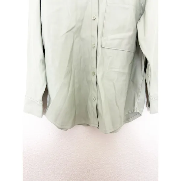 Abercrombie & Fitch Vegan Leather Oversized Shirt-Jacket Size Large Mint Shacket - Image 9