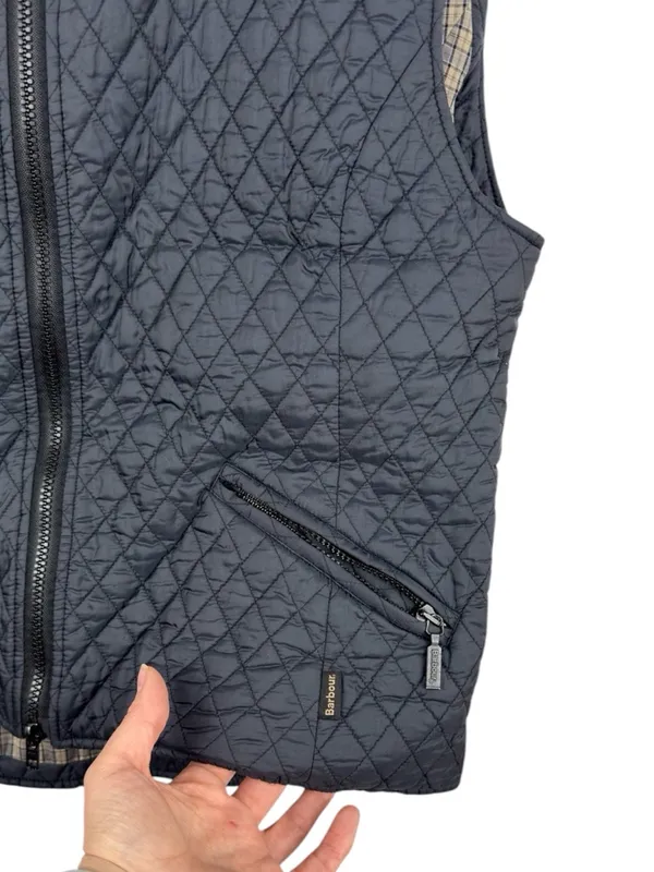 Barbour Navy Quilted Gilet Vest Size 14 Flyweight Diamond Quilt Tailored Class - Image 4
