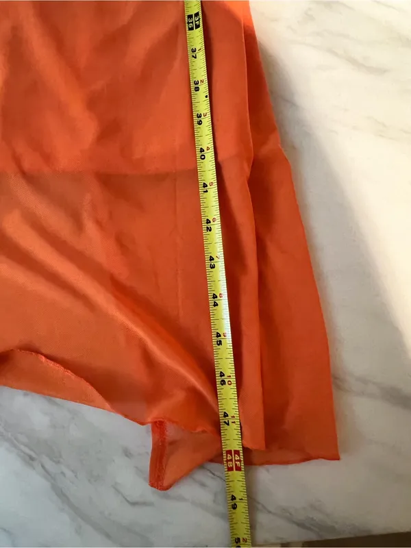 Micas Orange Pink Lace Bustier Maxi Dress Spaghetti Strap Size M - Image 5