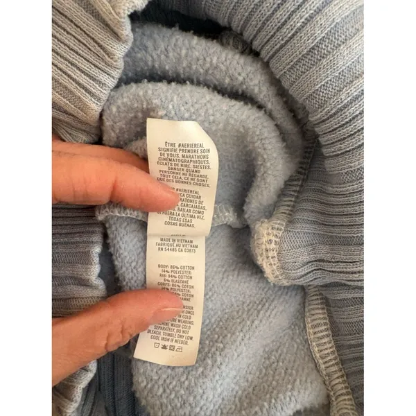 Aerie Blue Cropped Hoodie XS Soft Fleece Pullover Sweatshirt - Image 6