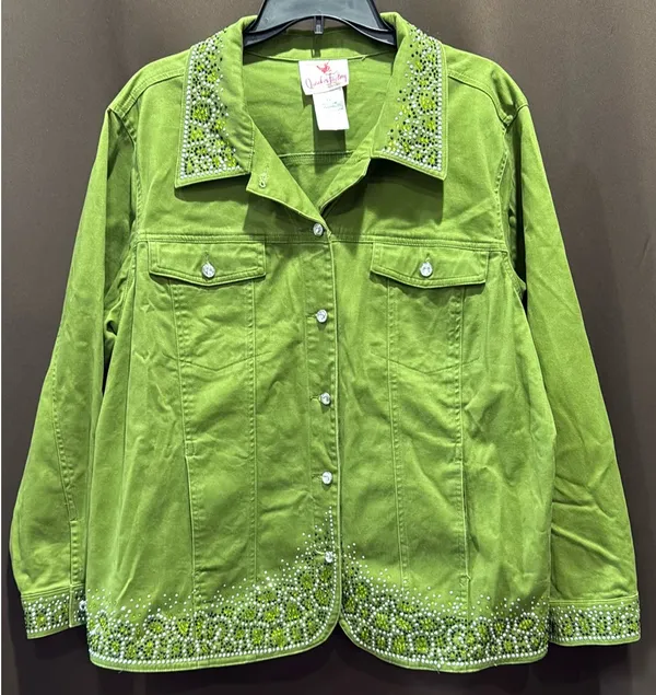 Quacker Factory Rhinestone Jacket w/Jewel Buttons Size 1X - Image 3