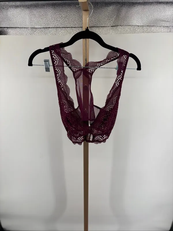 Victoria’s Secret Lace Racerback Bralette Womens Large Burgundy - Image 5