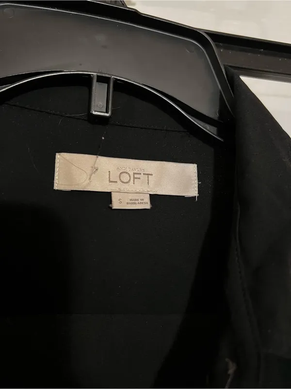 LOFT Black Sheer Button-Up Blouse - Image 3