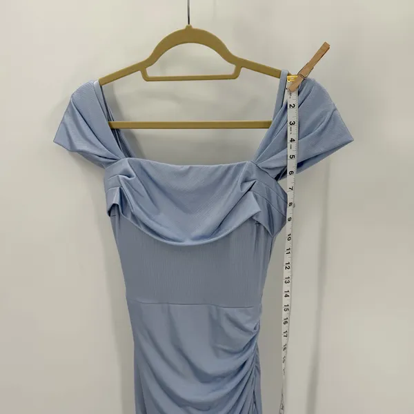 Popilush Dress Womens S Blue Formal Gown Shapewear Ruched Off Shoulder Strap NEW - Image 3