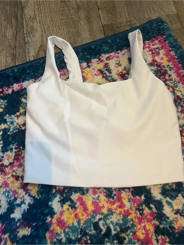 Abercrombie YPB White Square Neck Cropped Tank Top - Image 5