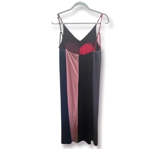 Drifter Dress Velarium Velvet Slip Color Block Strappy maxi Red Maroon Blue - Image 6