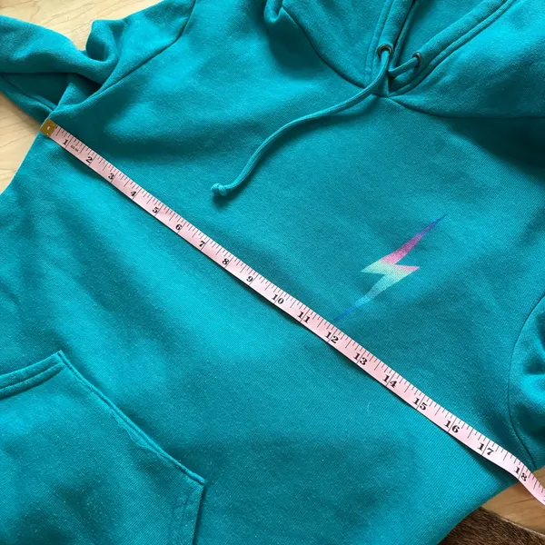 AVIATOR NATION RARE Teal Lightning Bolt Sweatshirt Hoodie ‎ Size Small - Image 9