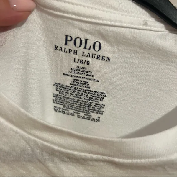 #120 Polo Ralph Lauren Unisex White T-Shirt Large - Image 3