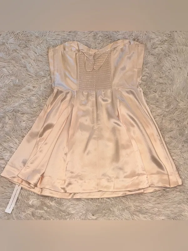 NEW Reformation JACQUES satin cream strapless mini dress sz 10 - Image 6