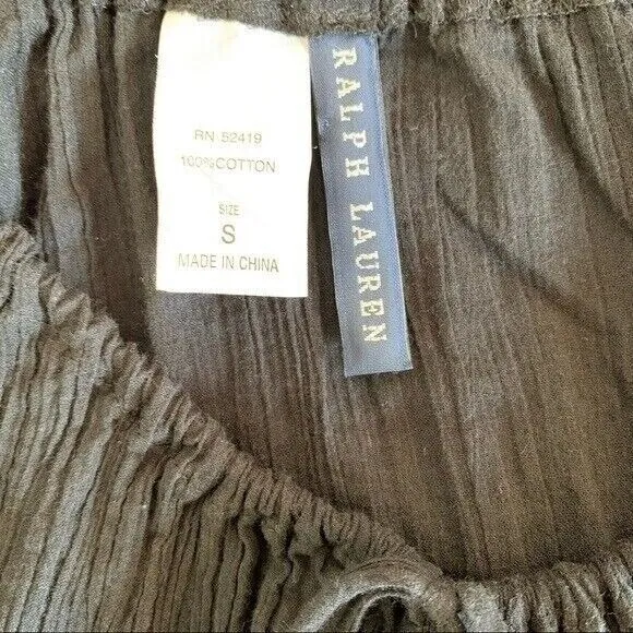 Ralph Lauren Tunic Small Black‎ Long Sleeve Pleated Boho Classic Essential - Image 6