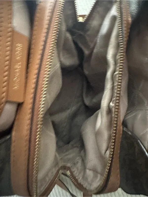Michael Kors Raven Brown Logo Backpack with Tan Leather Trim - Image 9